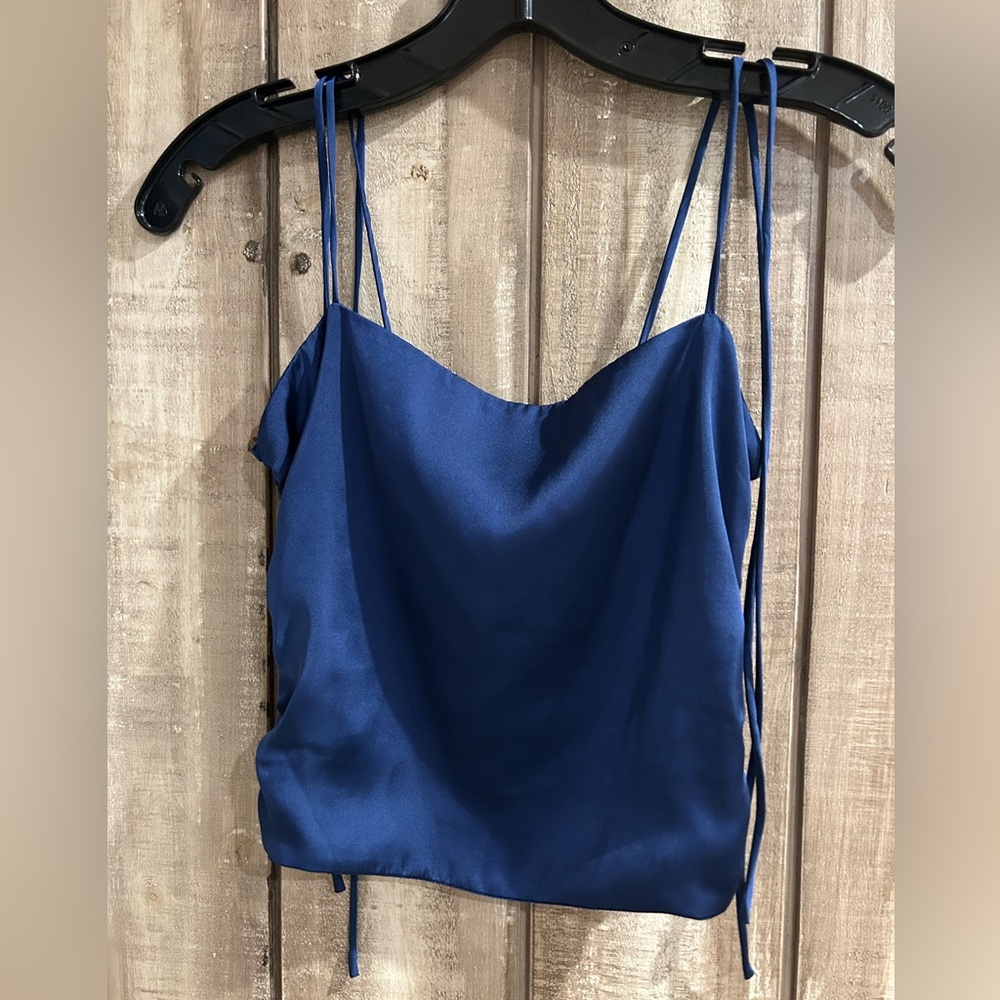 Urban Outfitters Blue Satin tie tank top, XS